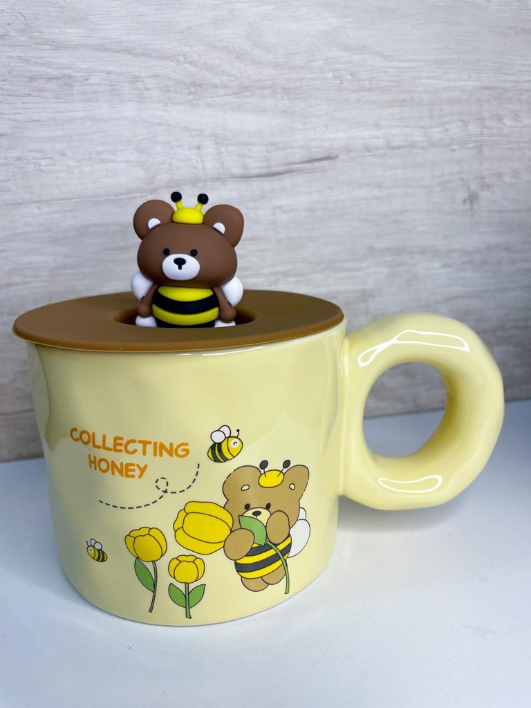 Taza oso abeja c/tapa