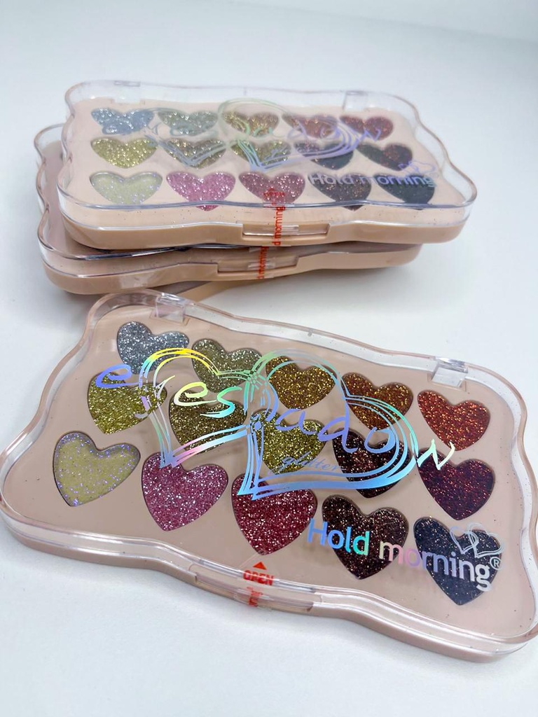 Paleta de sombra corazones glitter