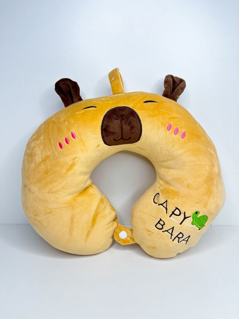 Cuello de viaje de capybara aplique tortuga