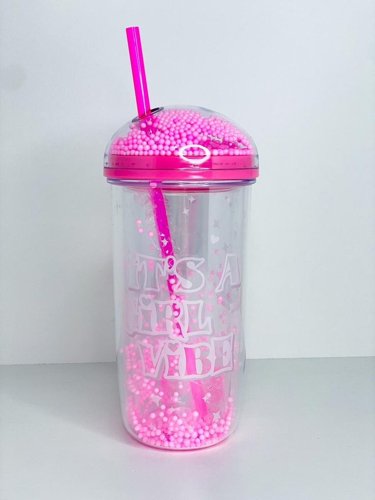 Vaso con pelotitas rosas it's a girl vibe (rosa)