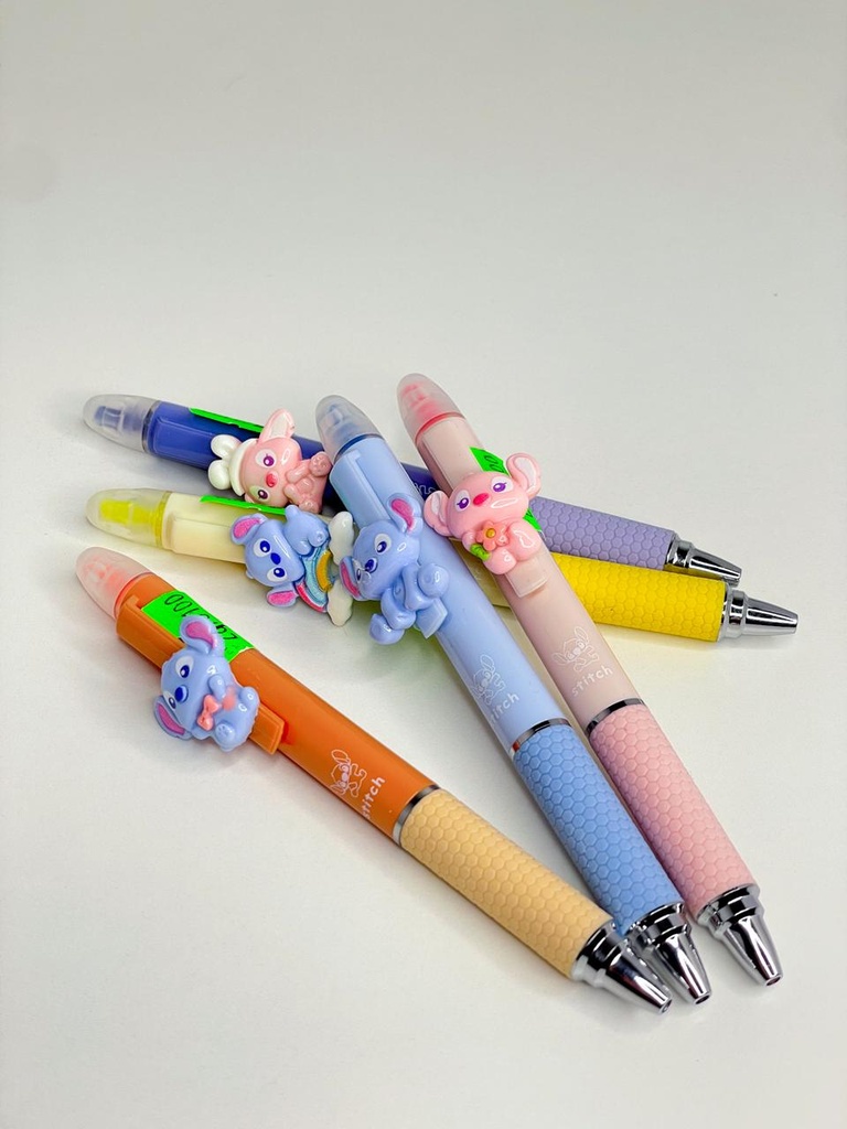 Lapicera con resaltador stitch / angela