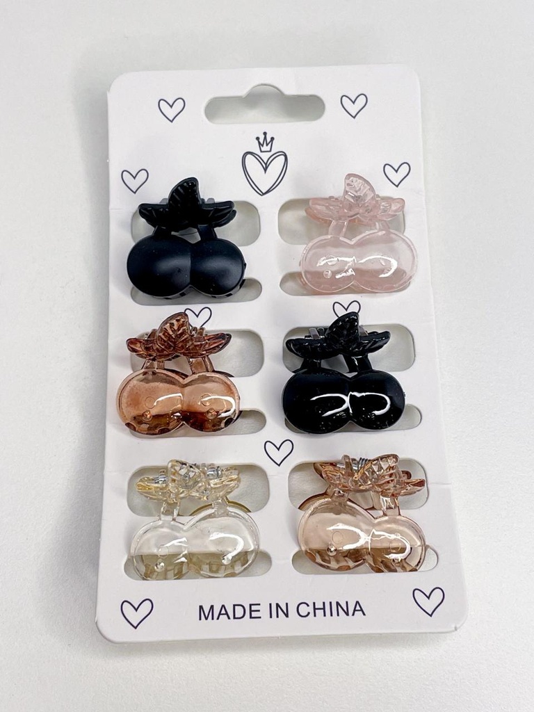 Broche de pelo cerezas x6