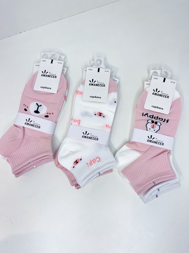 Pack medias capybara rosa x12