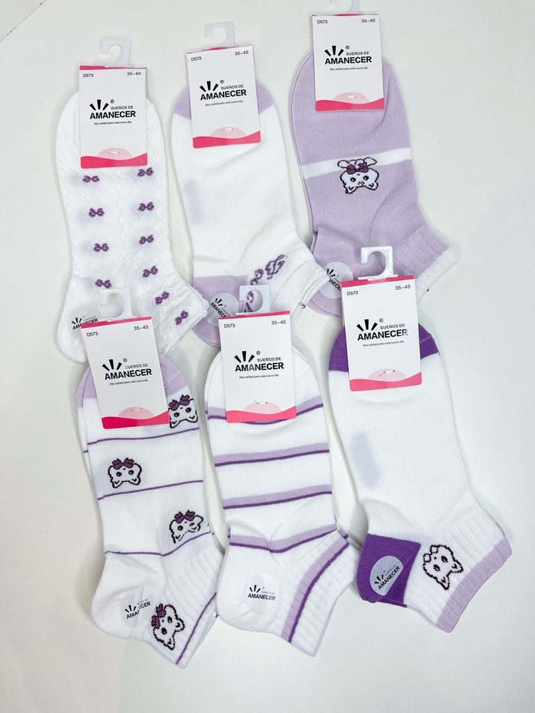 Pack medias lila conejito soquete x12