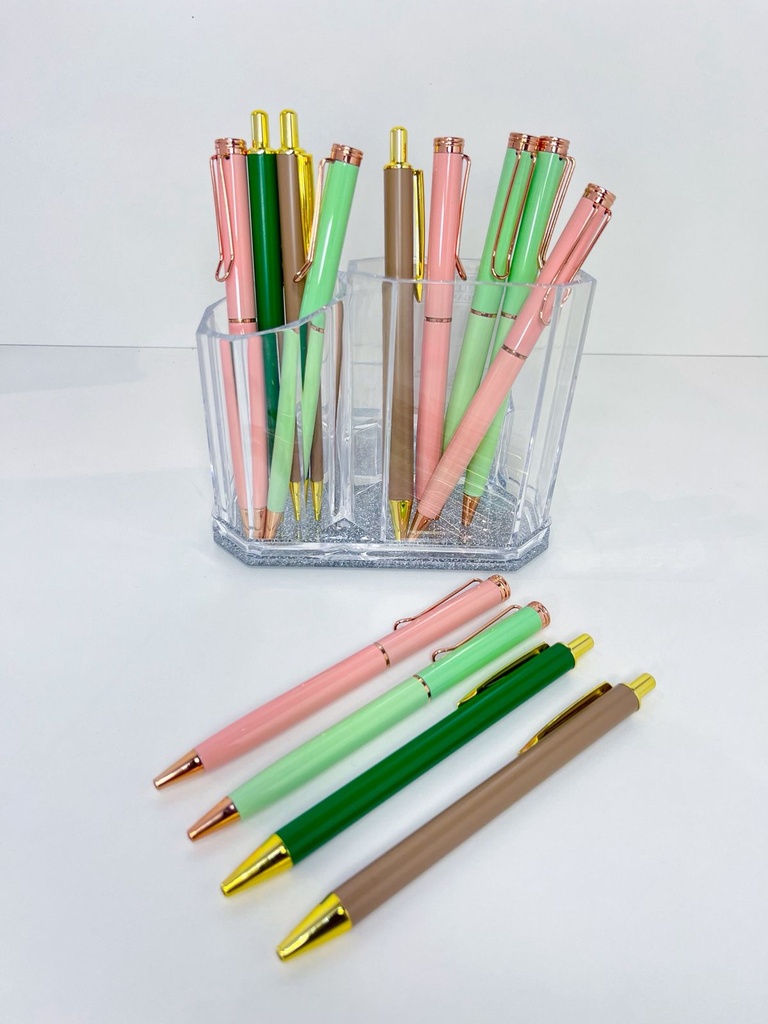 Lapicera retractil con detalles en dorado