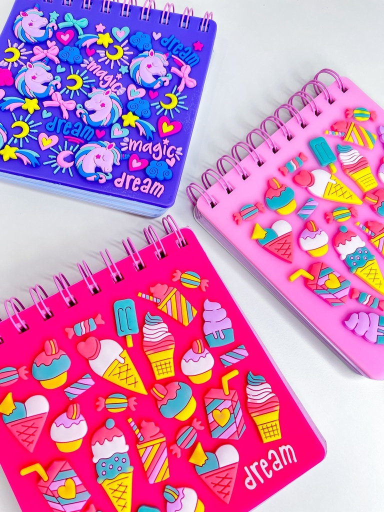 Libreta trendy tapa de silicona con pins