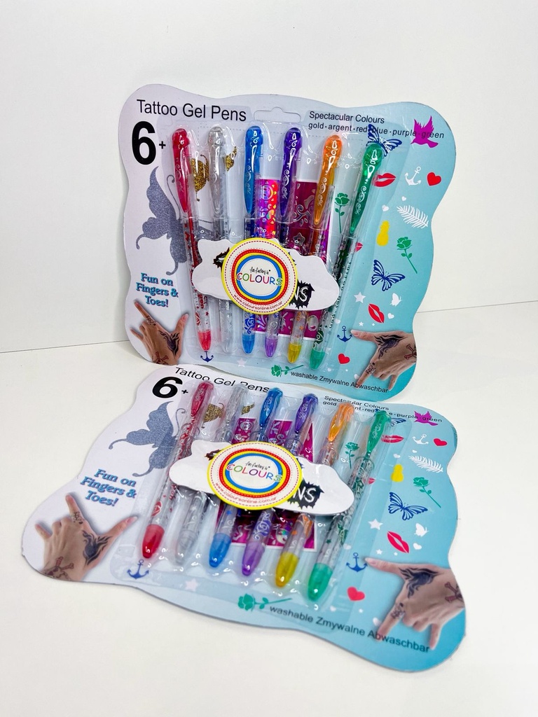 Lapicera gel tatuaje x6