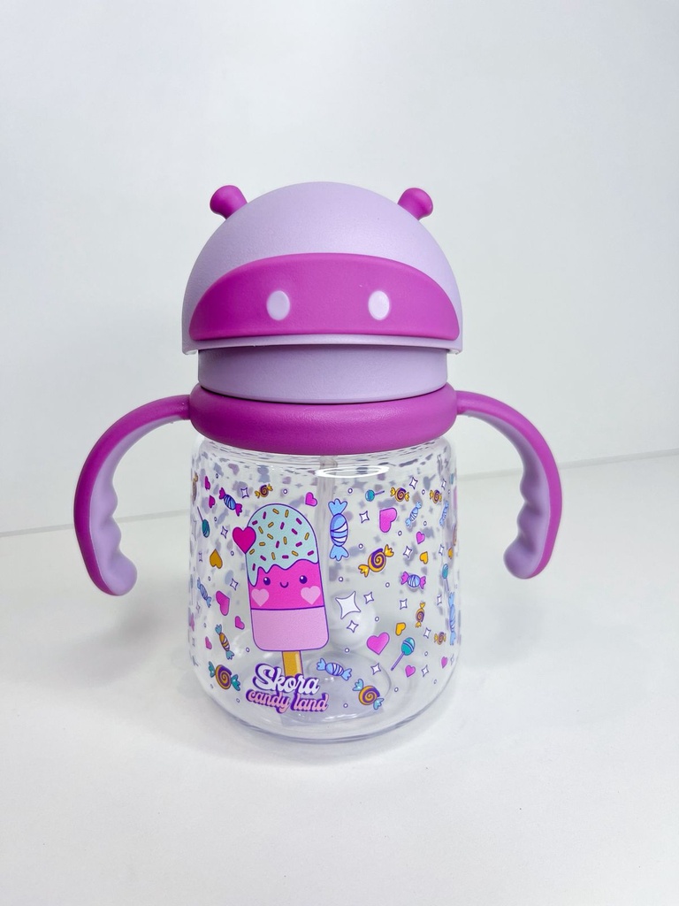 Vaso infantil con bombilla y agarre skora