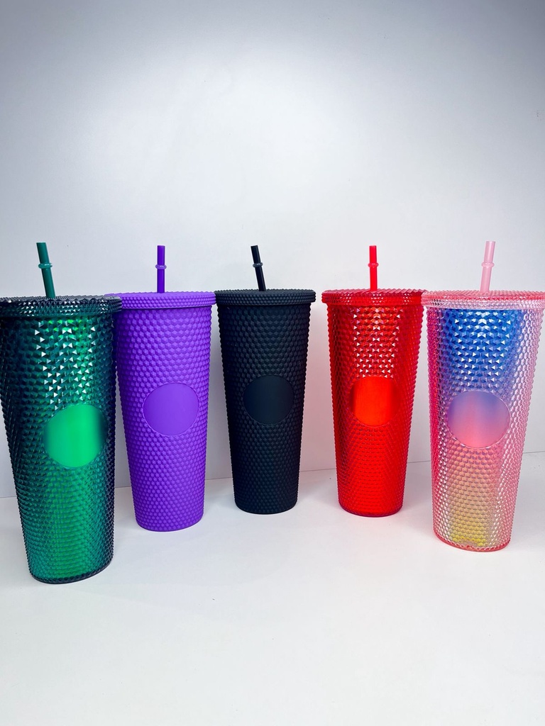 Vaso plástico con tapa y sorbete