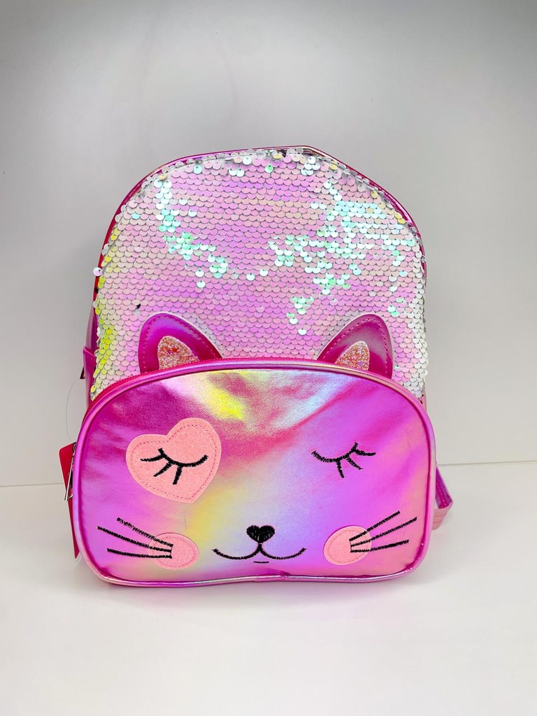 Mochila infantil gato y lentejuelas