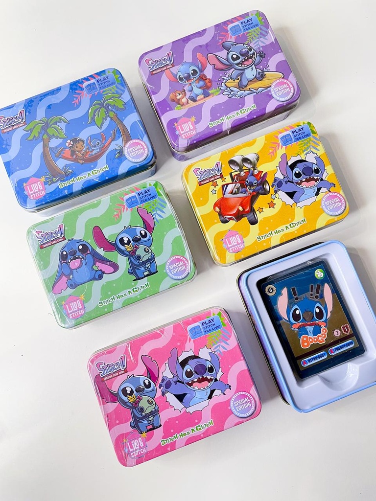 Cartas stitch en caja de lata