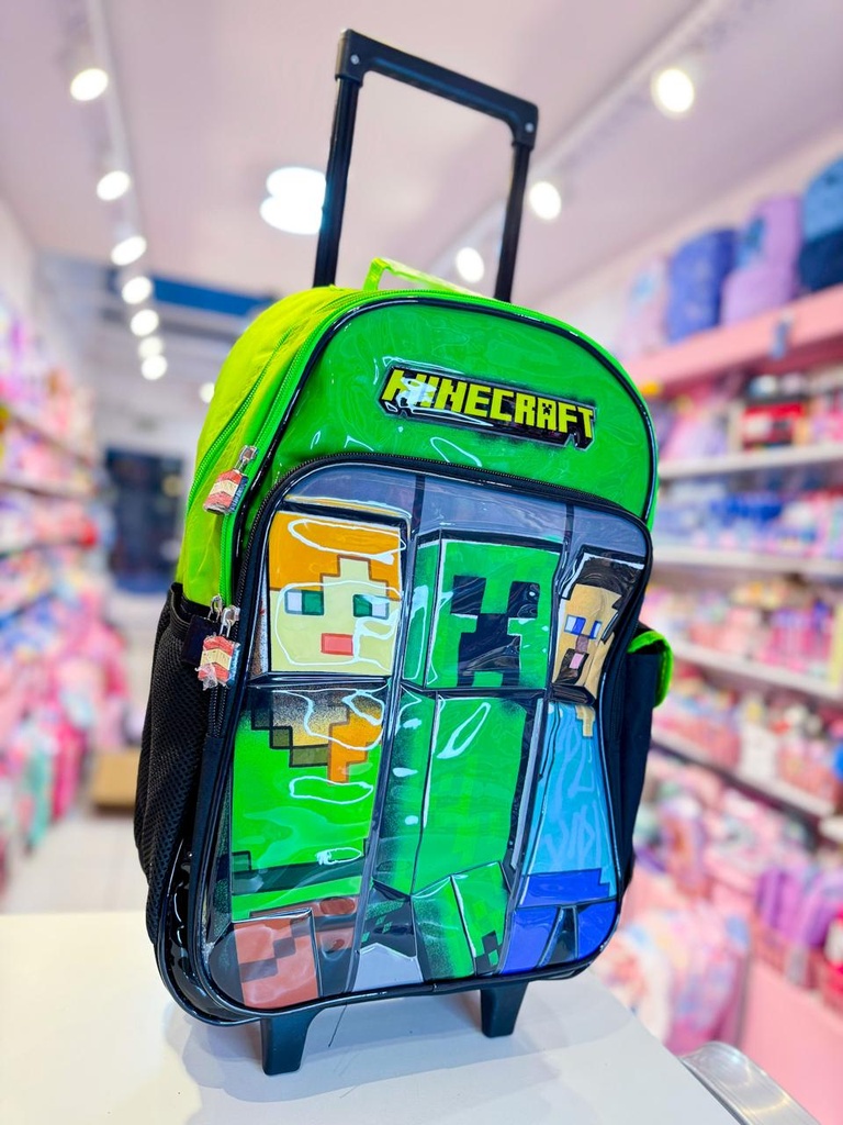 Mochila escolar carro Minecraft verde 18''