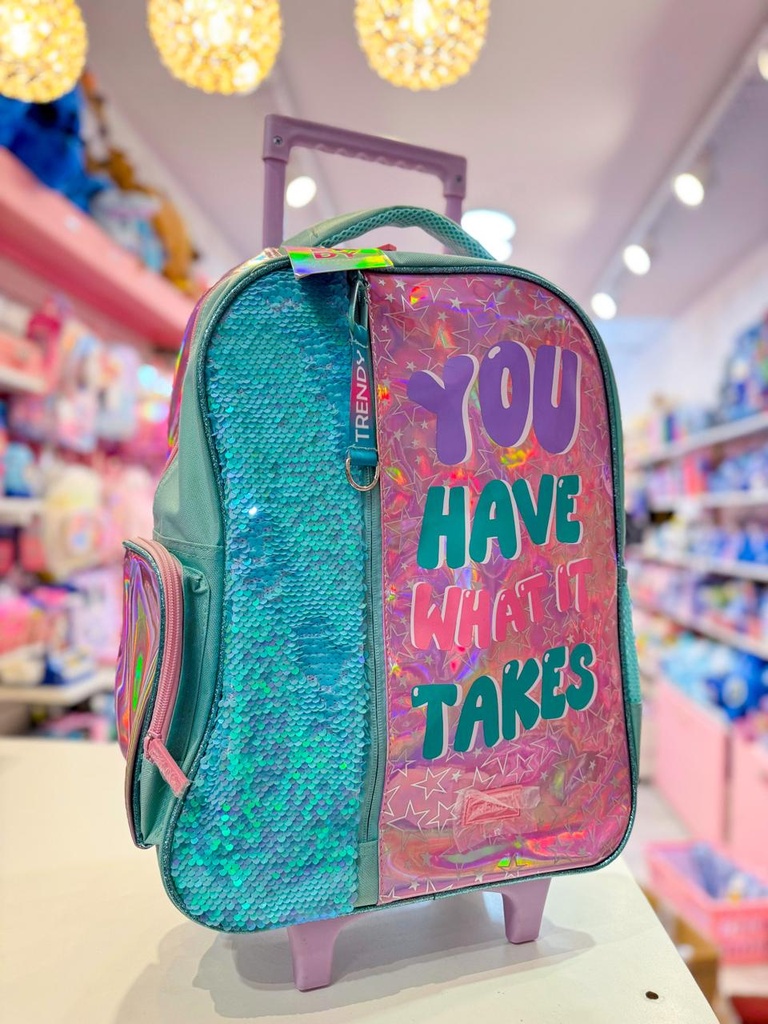 Mochila escolar carrito holografica trendy 18"