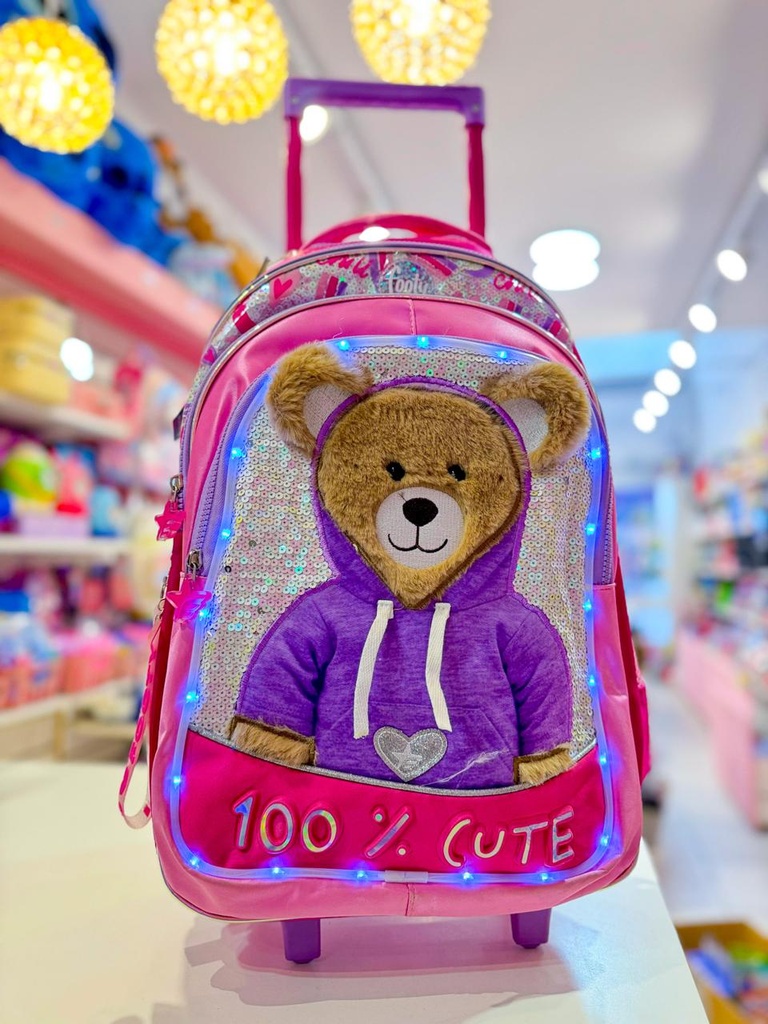 Mochila escolar carrito oso footy 18"