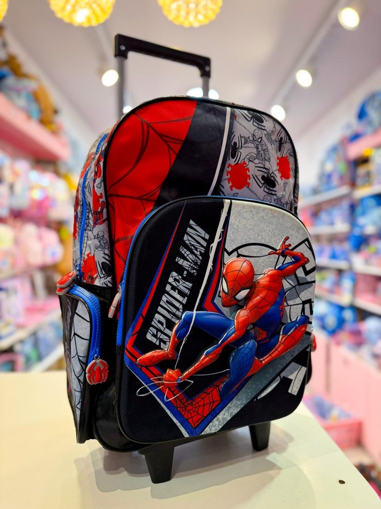 Mochila escolar carrito spiderman 18''