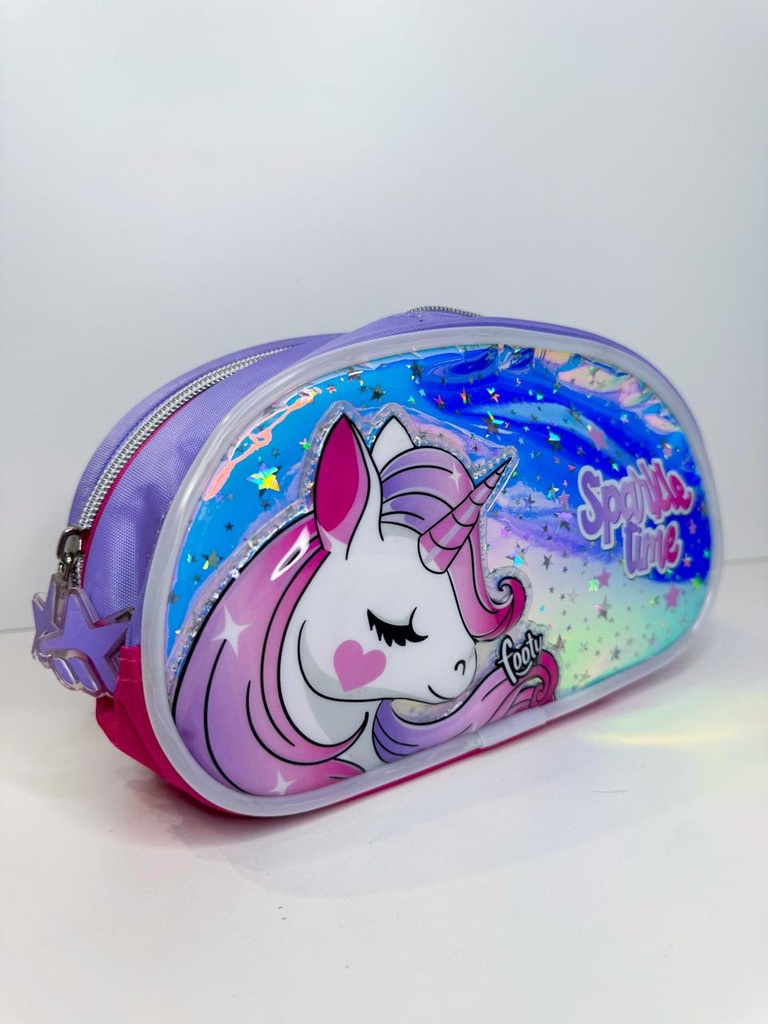 Cartuchera unicornio Footy doble cierre con luz