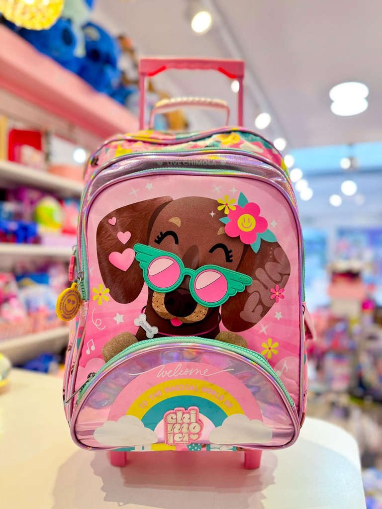 Mochila escolar carrito perro salchicha chimola 18"