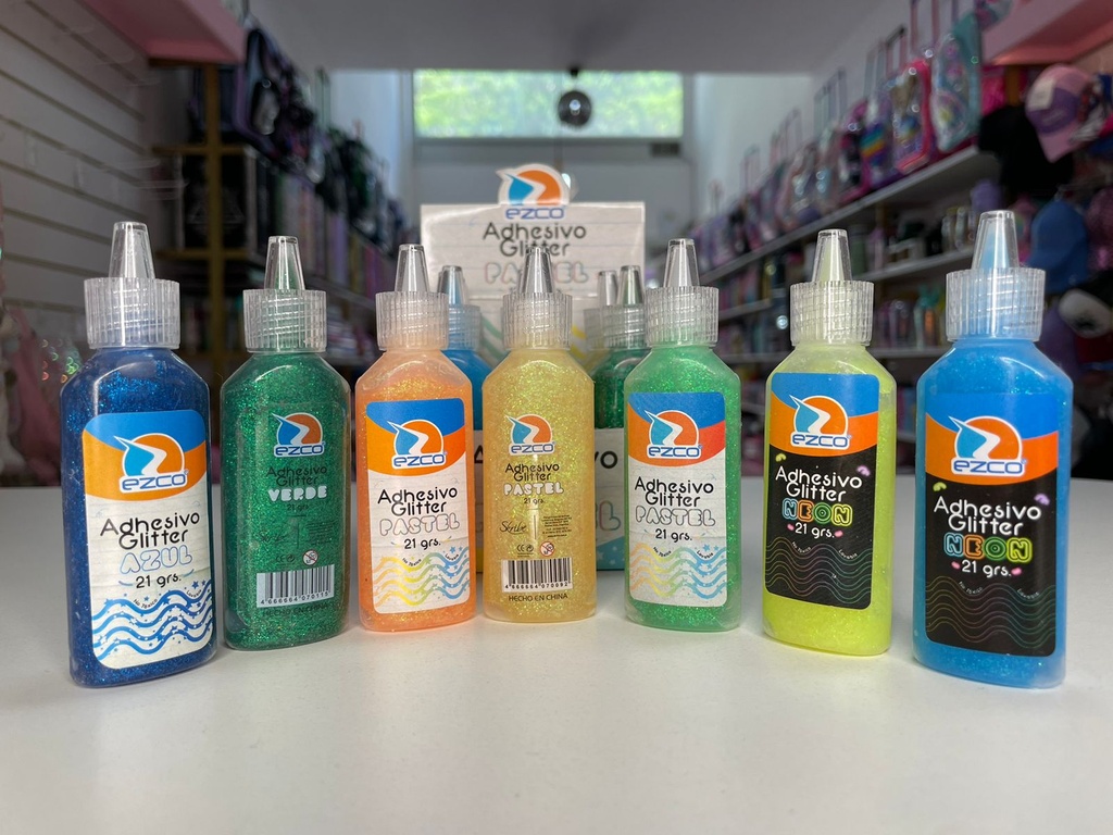 Pegamento ezco glitter,pastel y neon