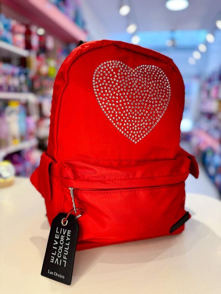 Mochila espalda las oreiro corazon con strass