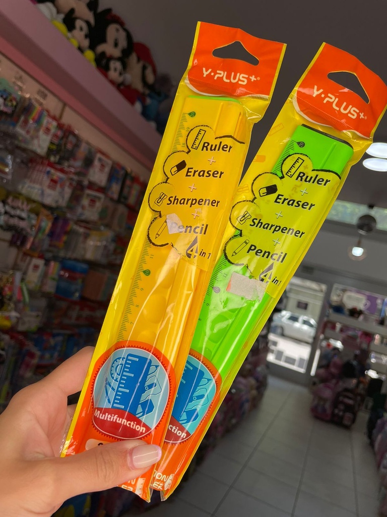 Regla + sacapuntas + goma + lapiz