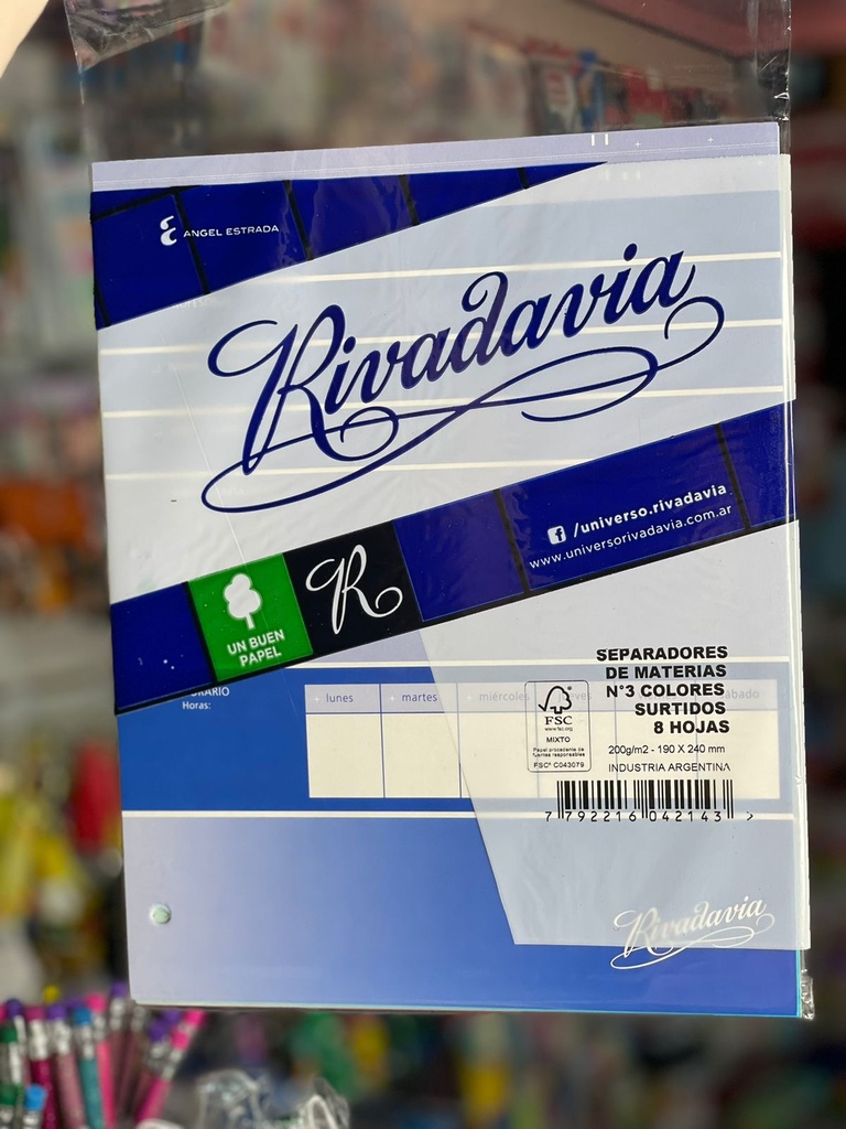 Separador rivadavia A3 x8 surtidos