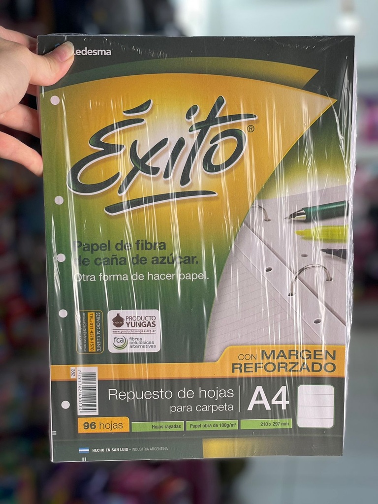 Hojas éxito x96 margen reforzado A4