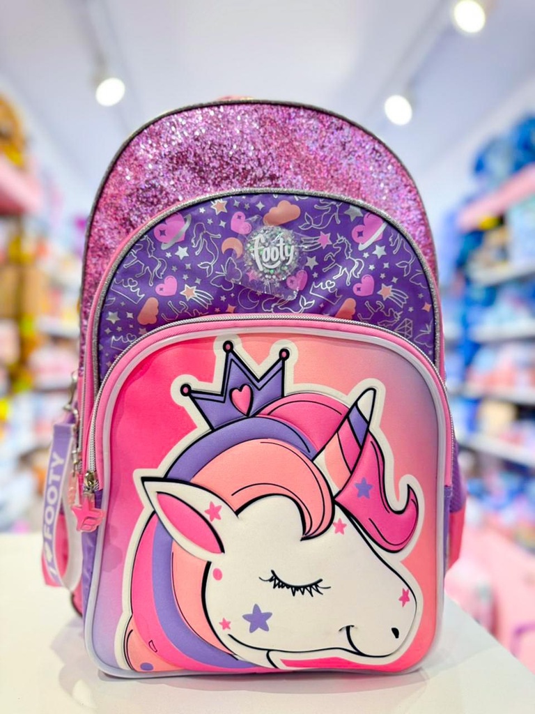 Mochila escolar espalda unicornio footy 18"