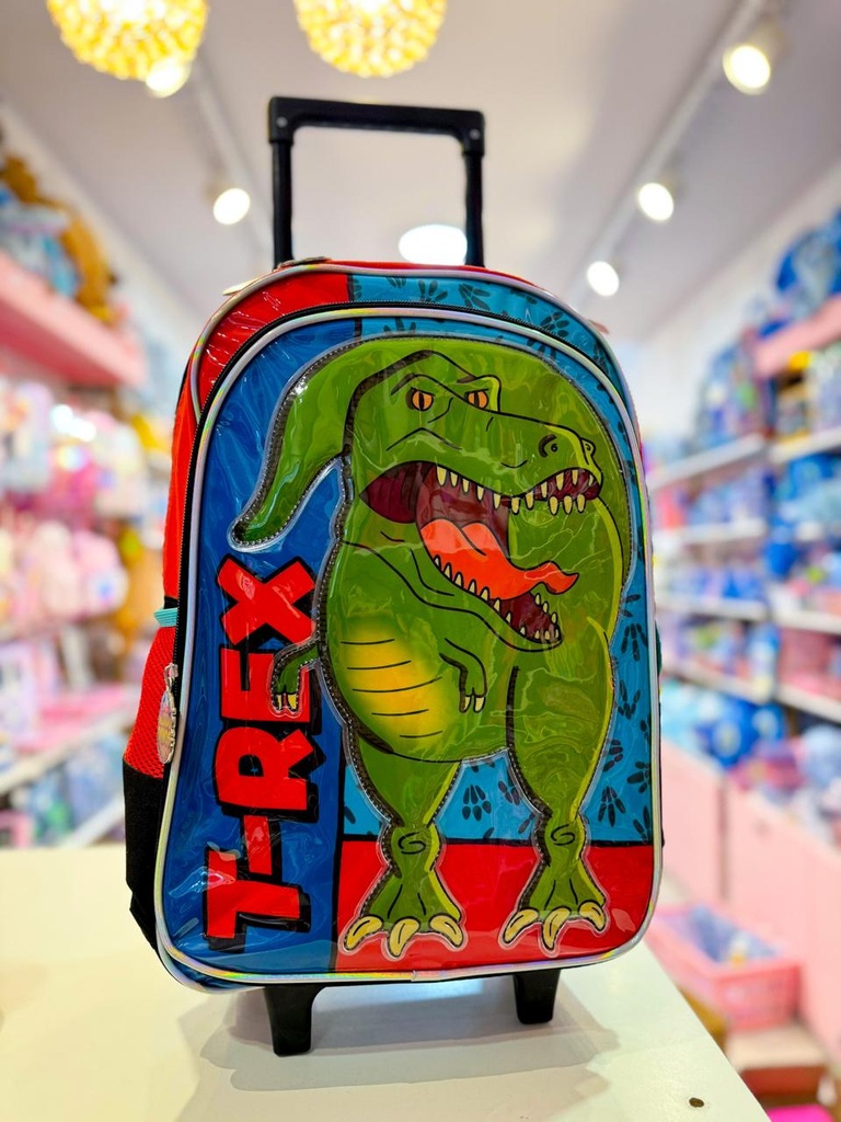 Mochila escolar carrito dinosaurio cresko 18"