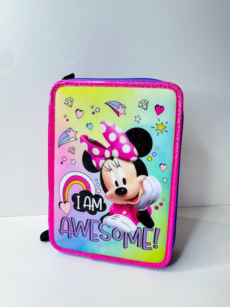 Cartuchera minnie con brillo 2 pisos