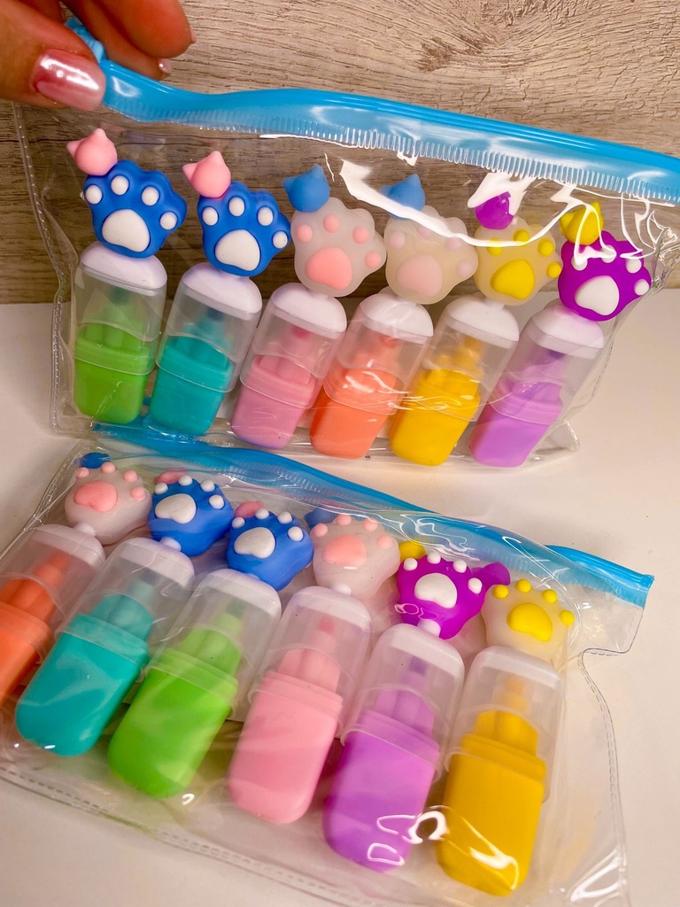 Resaltadores x6 patita de gato