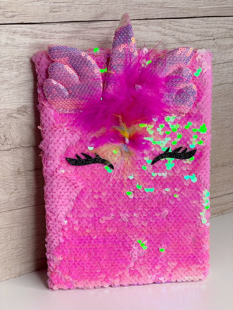 Anotador unicornio con lentejuelas