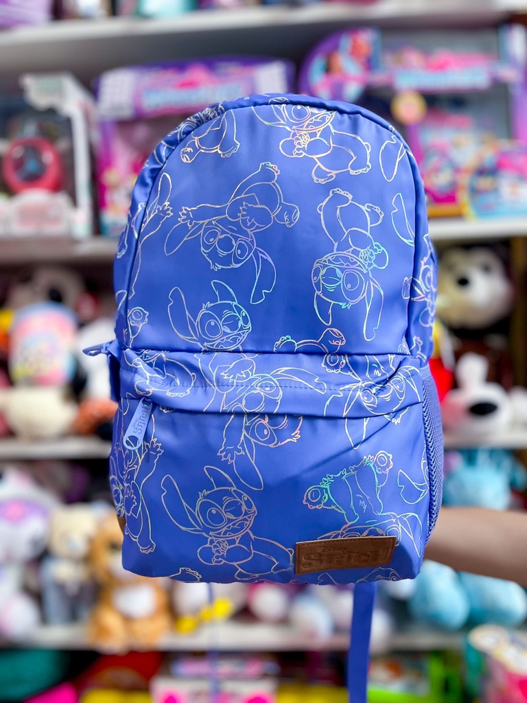 Mochila escolar holografica stitch 18"