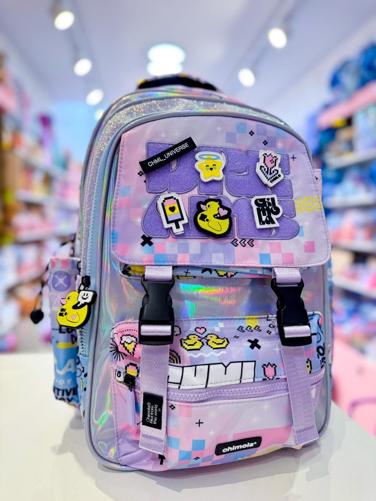 Mochila escolar espalda chimola customizada 17´´