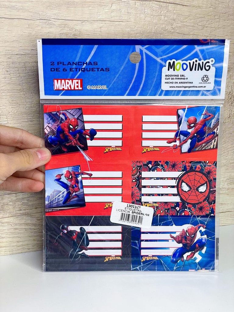 Etiquetas autoadhesivas x12 spiderman