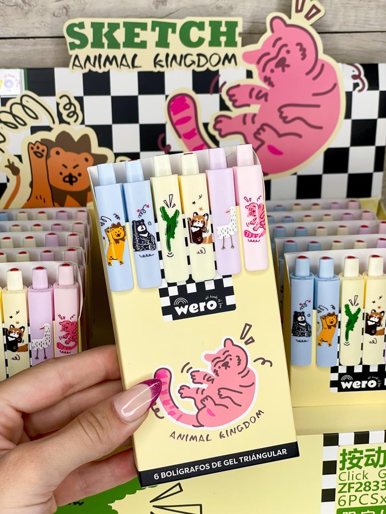 Lapicera set x6 animales wero
