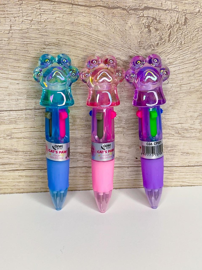 Lapicera patita de gato 4 colores