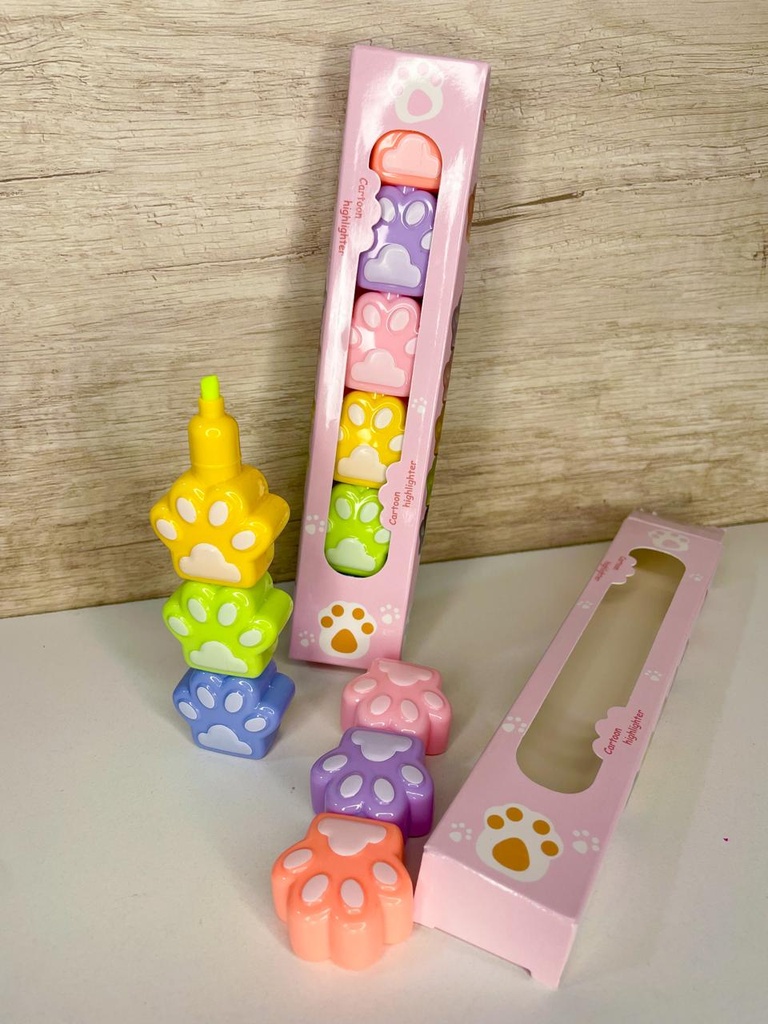 Resaltadores gatito huellitas x4