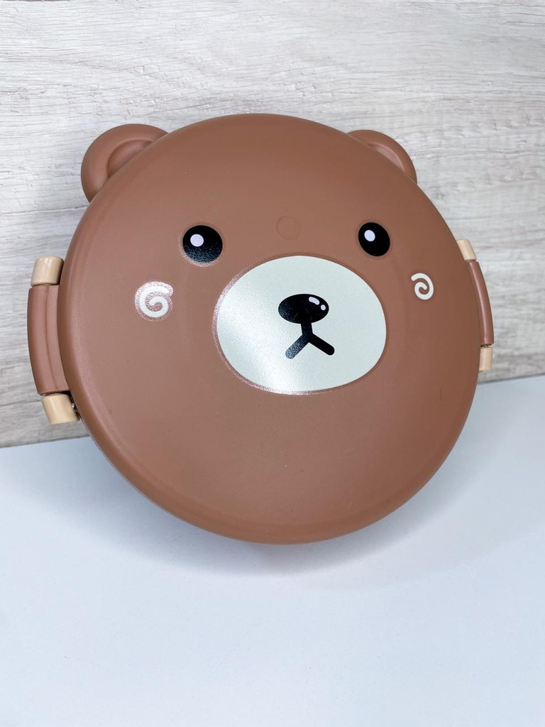 Lunchera oso con divisiones + cubiertos