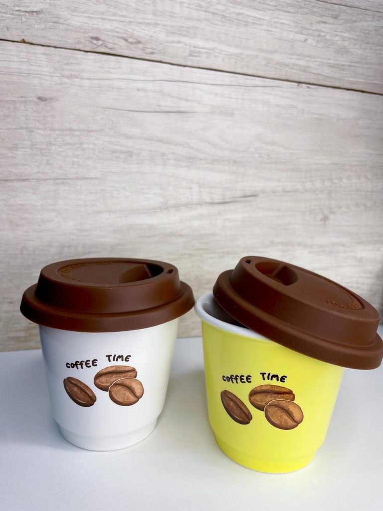 Vaso de ceramica c/tapa de silicona coffee