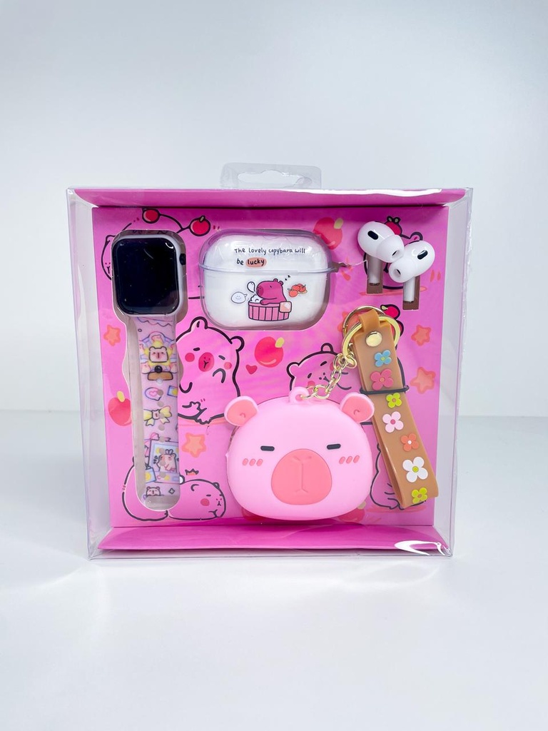 Auricular capybara c/reloj llavero y monedero