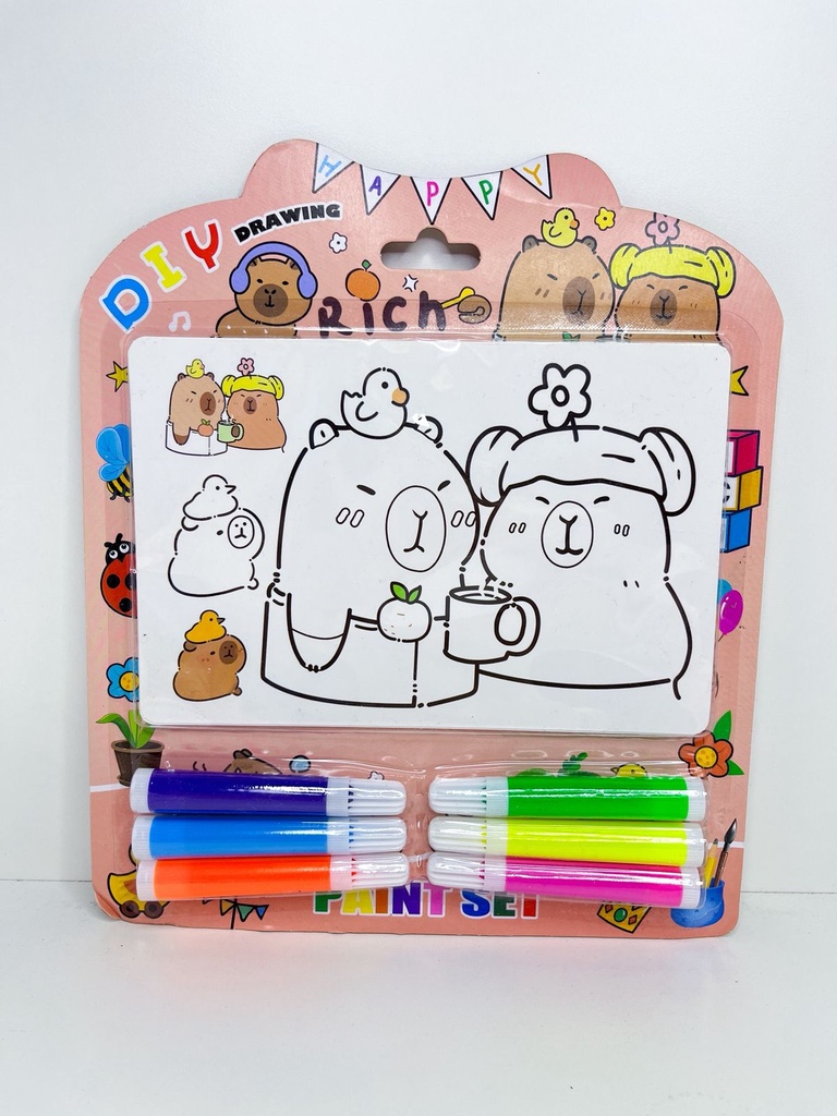 Set para pintar capybara con 6 marcadores