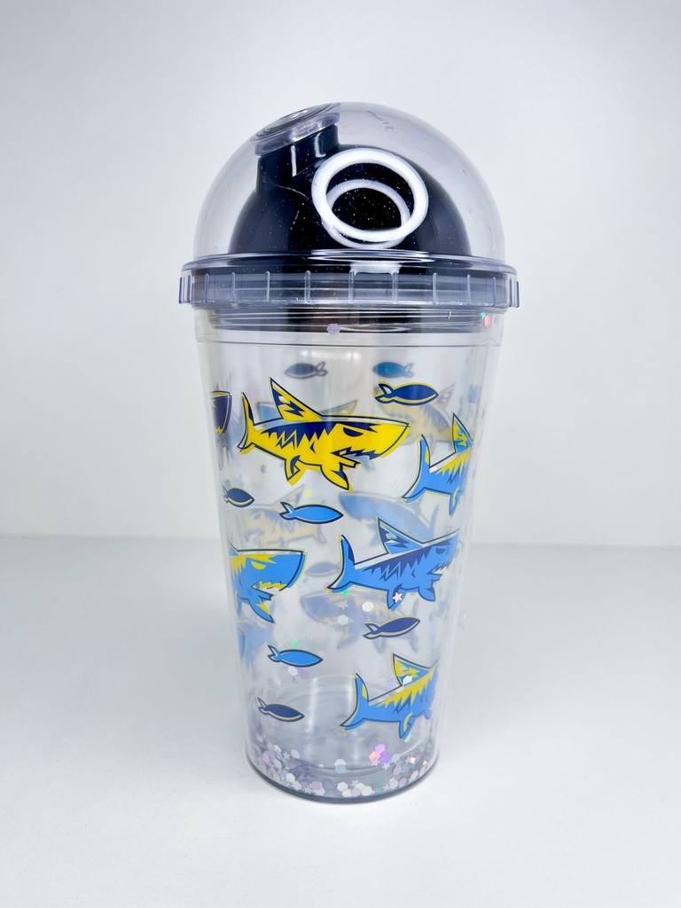 Vaso tiburon c/glitter 450ml